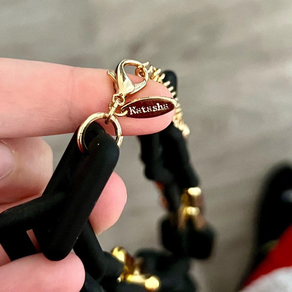 SOLD Natasha Chunky Chain Link Black/Gold Necklace - Picture 2 of 2
